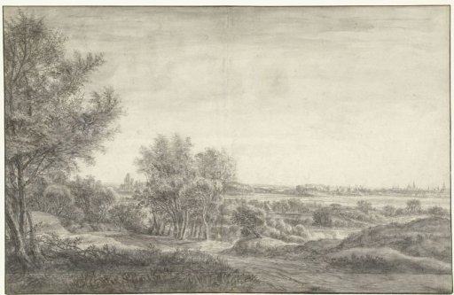 View from the dunes of Haarlem with the ruin of the Huis te Kleef