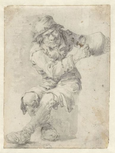 Seated farmer with a jug