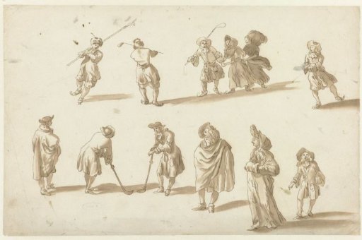Skaters, Kolf Players and a Gentleman and Lady, Followed by a Boy