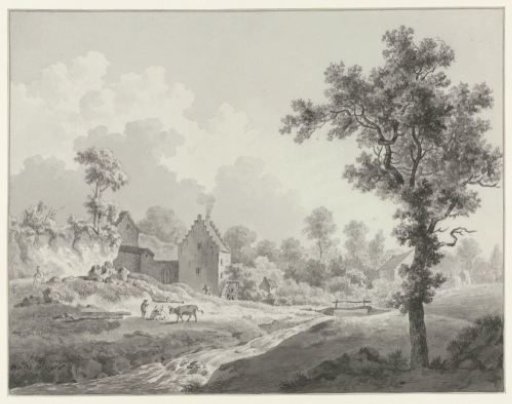Landscape with a watermill on a stream