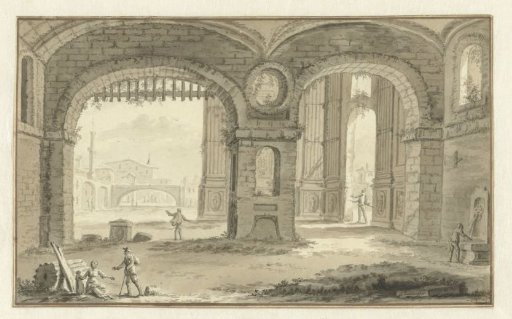 Fantastical Italian city view with classical buildings