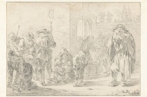 Distribution of Food to Pilgrims and Beggars at a Monastery Gate
