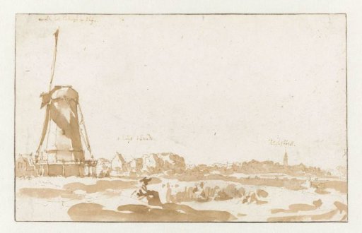 View of a mill from the Rhine bank