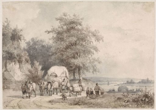 Landscape with hay wagon