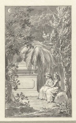 Two Ladies Seated by a Tomb