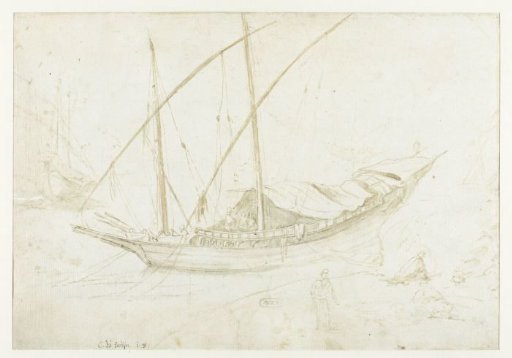 An Italian Galley, with the Bow to the Left, and Several Figure Sketches / recto: An Italian Galley, with the Stern to the Left