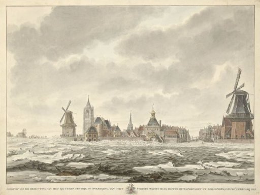 View of the occupation of the ice outside the Water Gate at Gorinchem, on the 20th February 1799