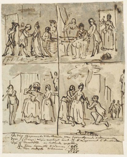 Sketch of four paintings