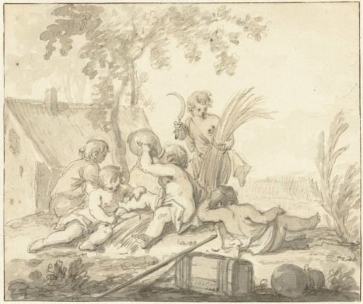 Allegorical representation with children and attributes of Agriculture