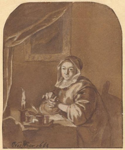 Lady seated at a table