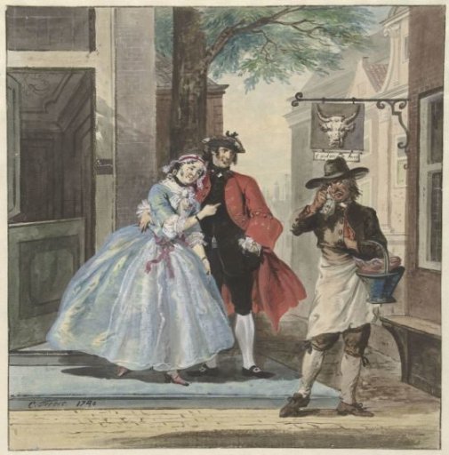 Theatrical scene from 'Pefroen met het schaapshoofd'