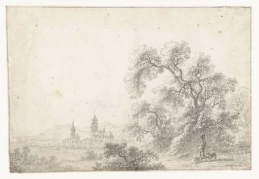 Landscape with Hunter and a City in the Distance