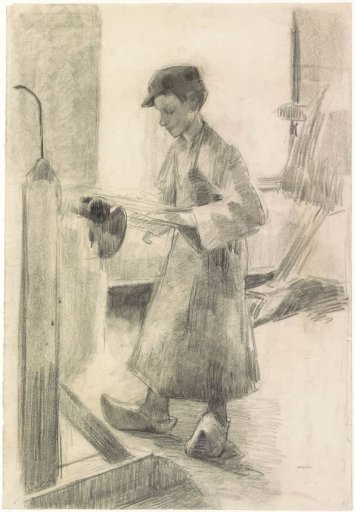 Factory boy at work