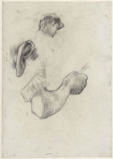 Study sheet with sketches of a worker