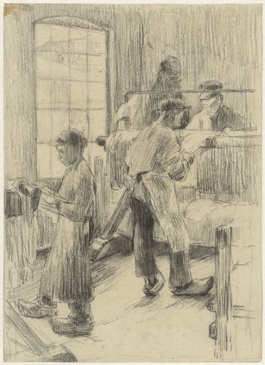 Factory boys at work in a cotton dyeing works