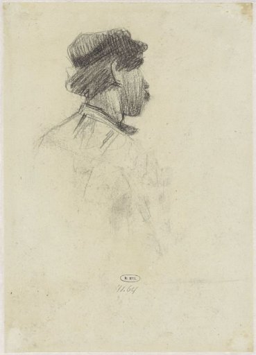 Sketch of a man, seen obliquely from the back