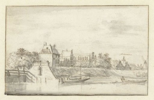 Old yacht harbour in Amsterdam, to the right the Sint Antoniespoort