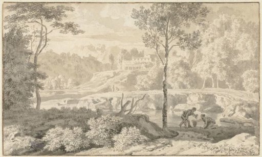 Arcadian Landscape with Figures by a Lake