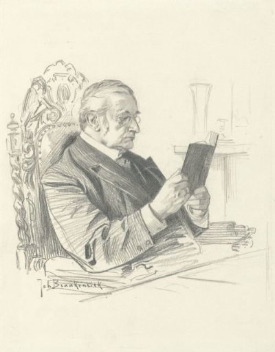 Portrait of Jonkheer De Savornin Lohman, reading in a chair