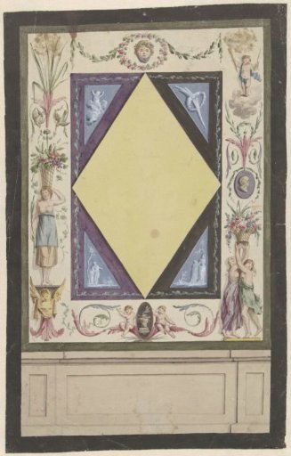 Design for a room decoration with a diamond and ornaments