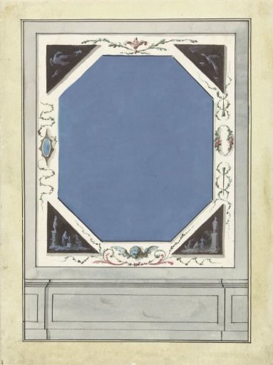Design for Room Decoration with a Panel with a Central Blue Octagon