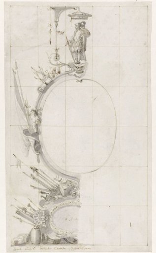 Design for a stained-glass window with a cartouche
