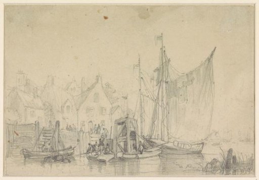 The Departure of Boats from a Village