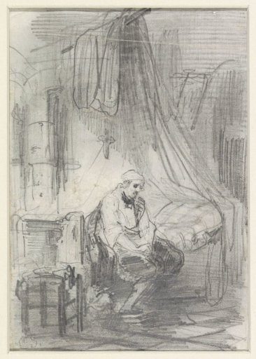 Man Sitting on the Edge of His Bed
