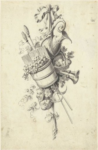 Trophy with attributes of the wine harvest