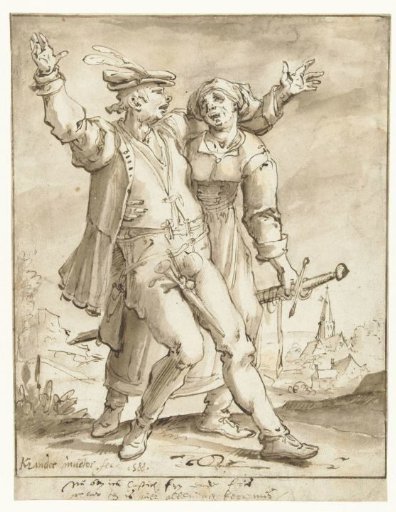Drunken Soldier Accompanied by a Woman