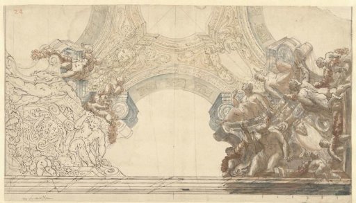 Design for a ceiling with Michelangelesque figures and ornament