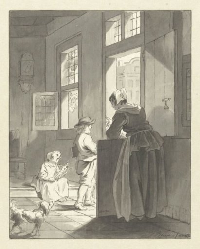 A mother admonishing her child going to school