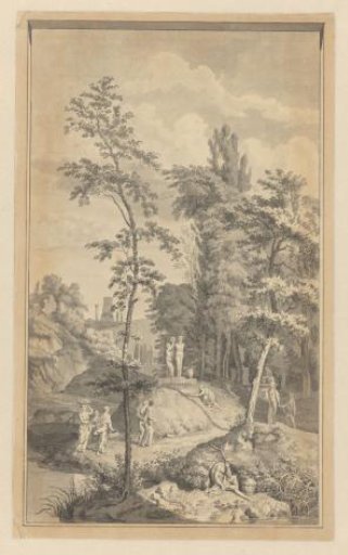 Arcadian landscape with sacrificing women