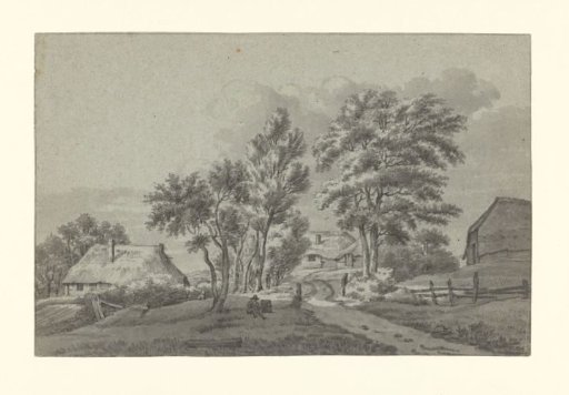 Landscape with three farmhouses