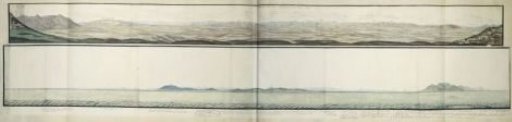 Panorama of the west coast of the southern part of South Africa seen from Robben Island