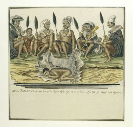 Burial of a Khoikhoi man, with spectators