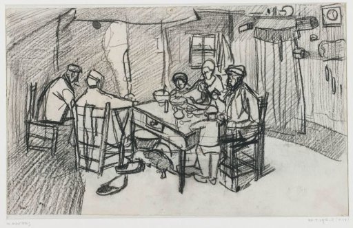 Peasant interior with family at table
