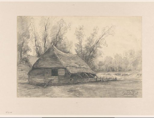 Barn at the edge of a forest