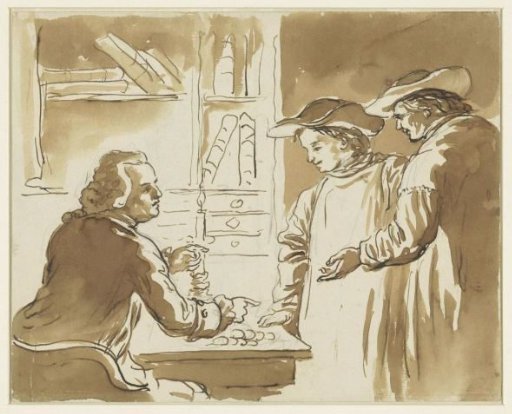Interior with three men