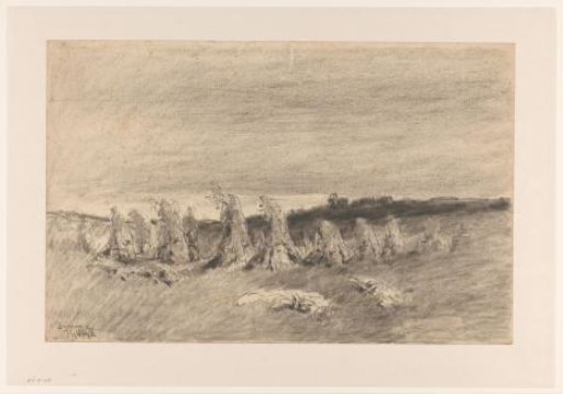 Arable land with sheaves