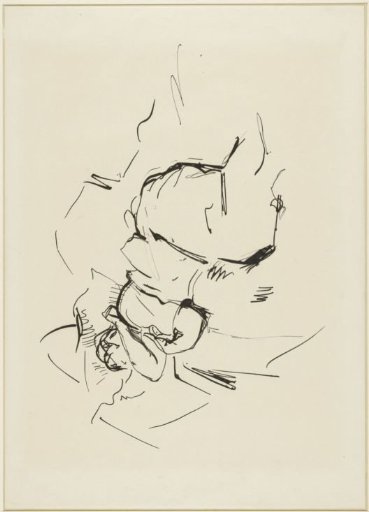Study of a reclining woman, sleeping on a bench