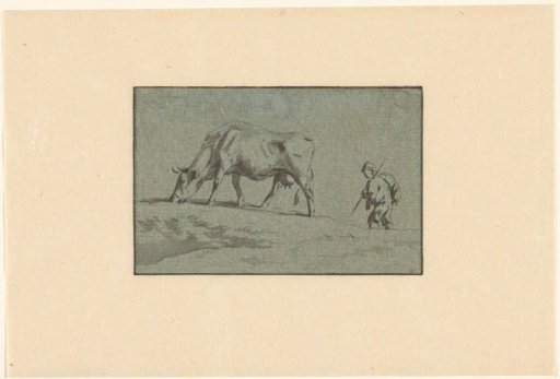 Grazing Cow With Shepherd