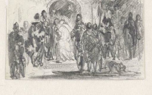 Study of a group of people and soldiers
