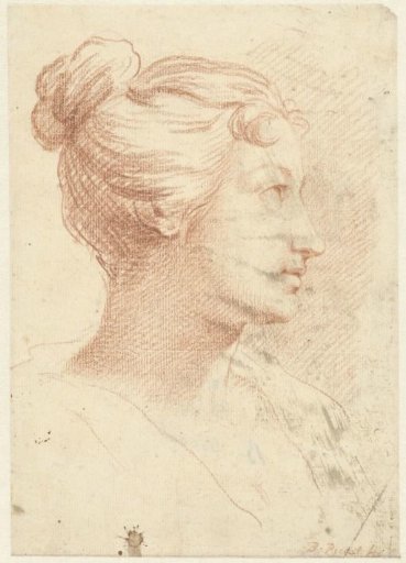 Head of a woman, in profile to the right