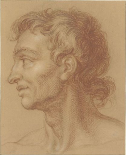 Study of a man's head, in profile, to the left