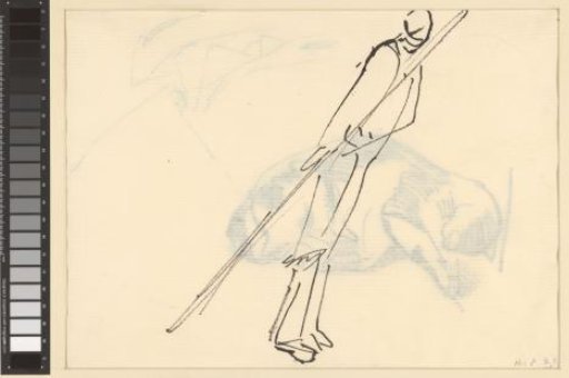 Sketch of a standing man with a cane
