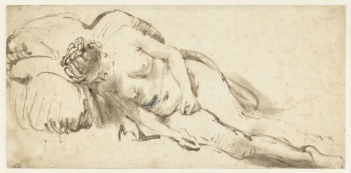 Naked Woman Lying against a Cushion