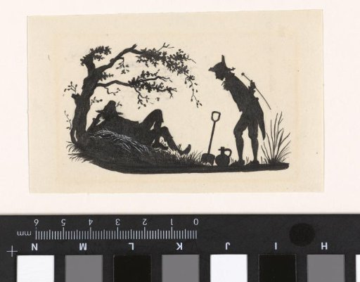 Design for illustration for In Holland staat een huis: silhouette of the man catching the servant