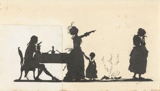 Design for illustration for In Holland staat een huis: silhouette of the maid falling