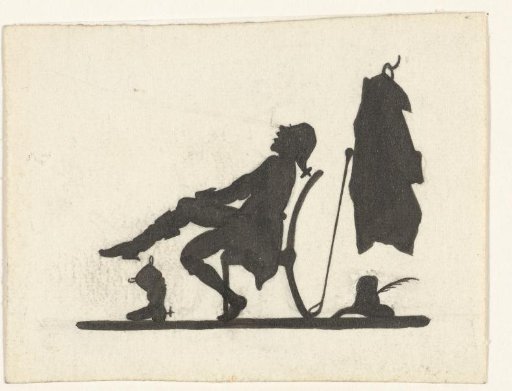 Design for illustration for In Holland staat een huis: silhouette of the man putting on his boots